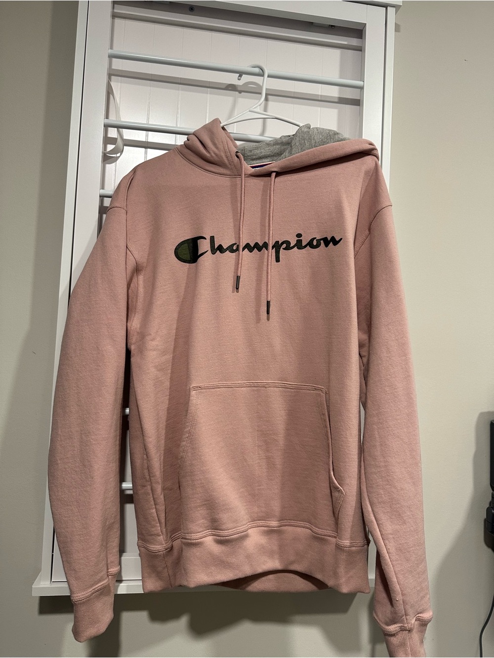 Champion Crewneck Hoodie - Dusty Pink with Black Logo